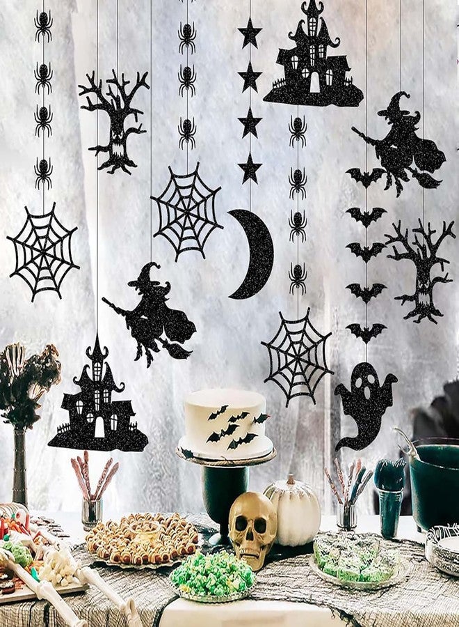 Incrizma Halloween Black Creepy Vintage Party Decorations - 12Pcs Hanging Streamers Garland,Bat Witch Spider Swirl Ceiling Outdoor Indoor Wall Decor Party Props,Porch Room Scary Supplies - Image 5
